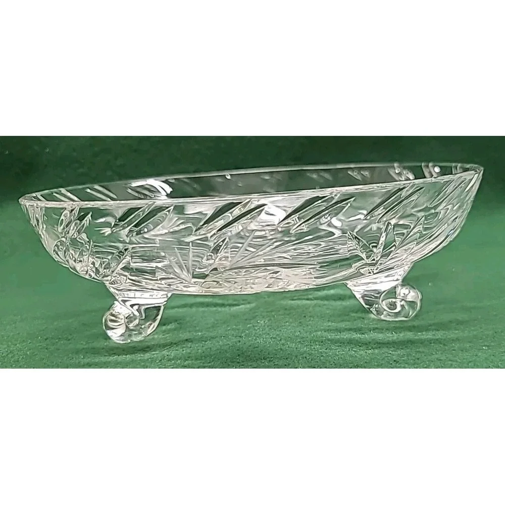 Midcentury Clear Cut Crystal 3-Toed 8